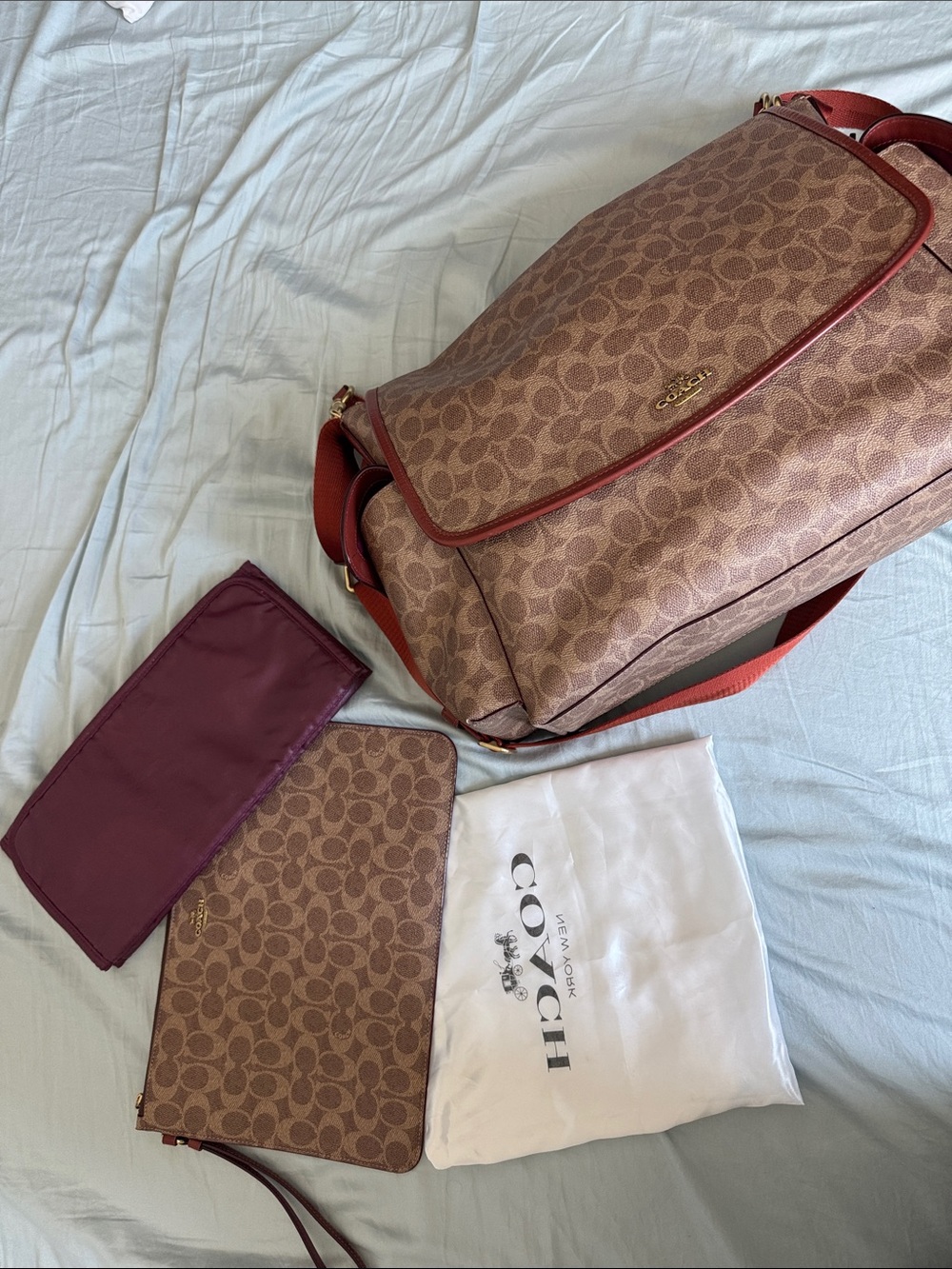 Coach Brown Signature Canvas maternity bag like new with diaper change - Picture 2 of 2